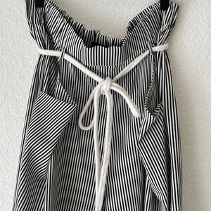 Zara Flowy Soft Wide leg High Waist Stripe Pant Rope Belt Mango Bloggers Rare M